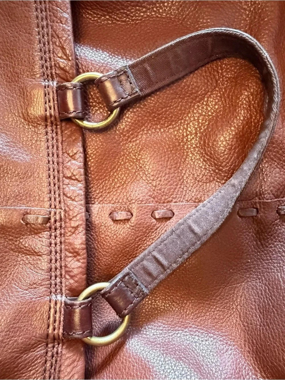 Lucky Brand Abbey Road Fold Over Cinnamon Brown Leather Handbag Shoulder Bag